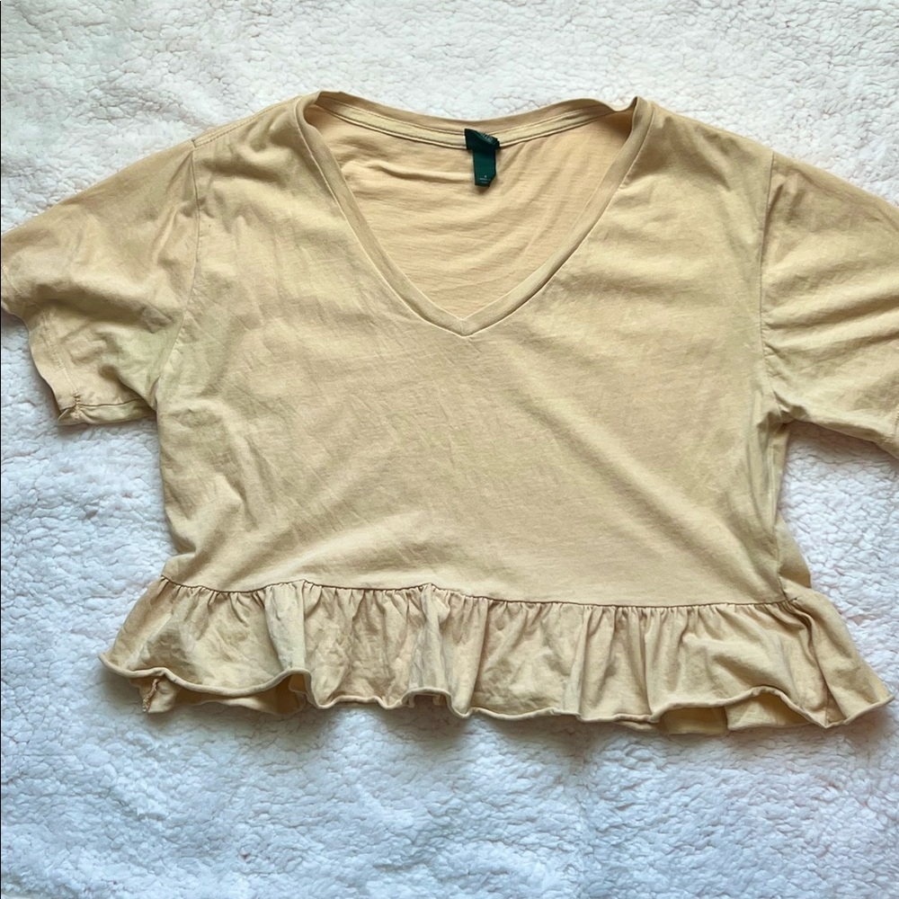 Distressed crop top, yellow